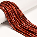 Natural Red Jasper Faceted Cube Beads Size 3mm 15.5" Strand