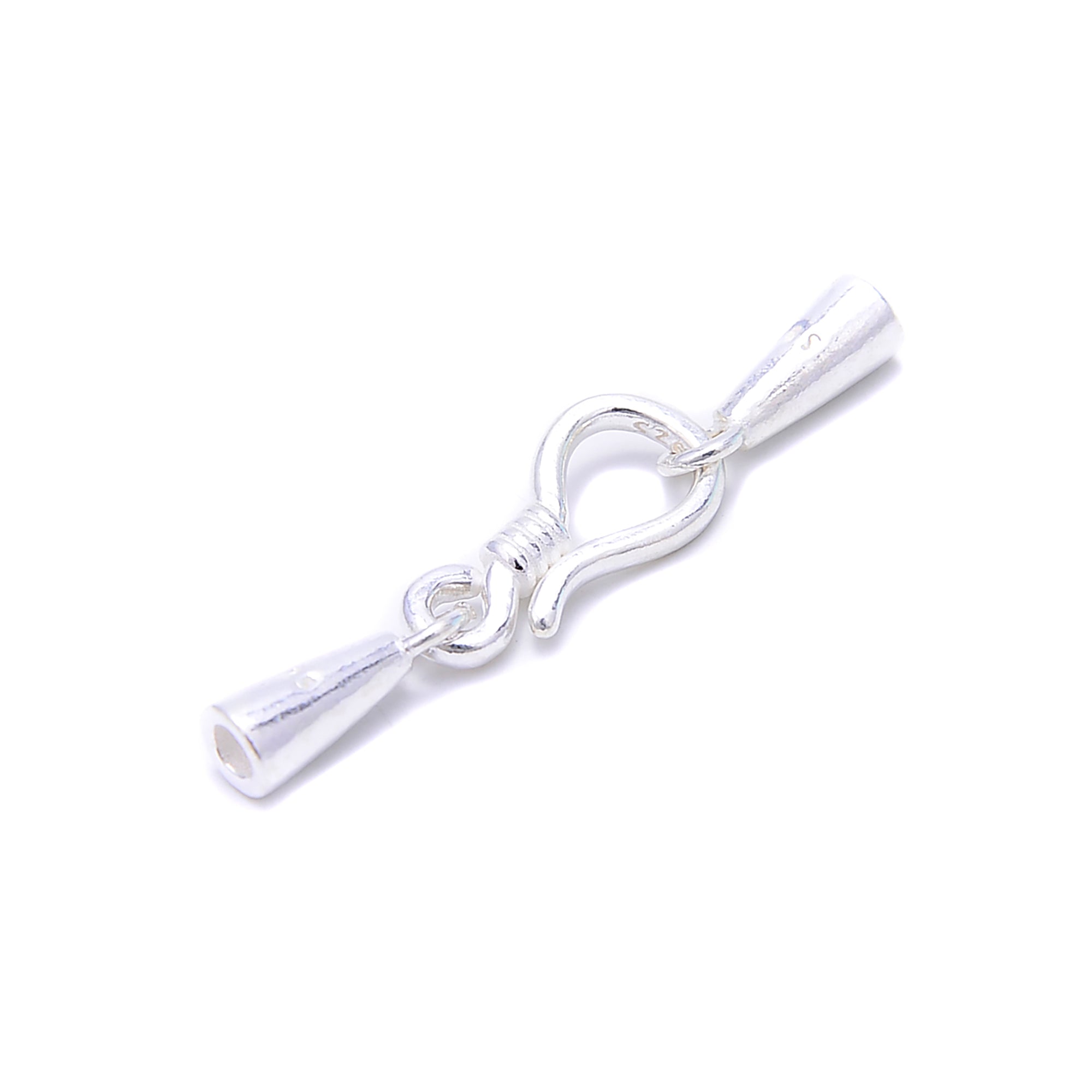 925 Sterling Silver S Shape with Double Cone Clasp Size 7.5x14.5mm