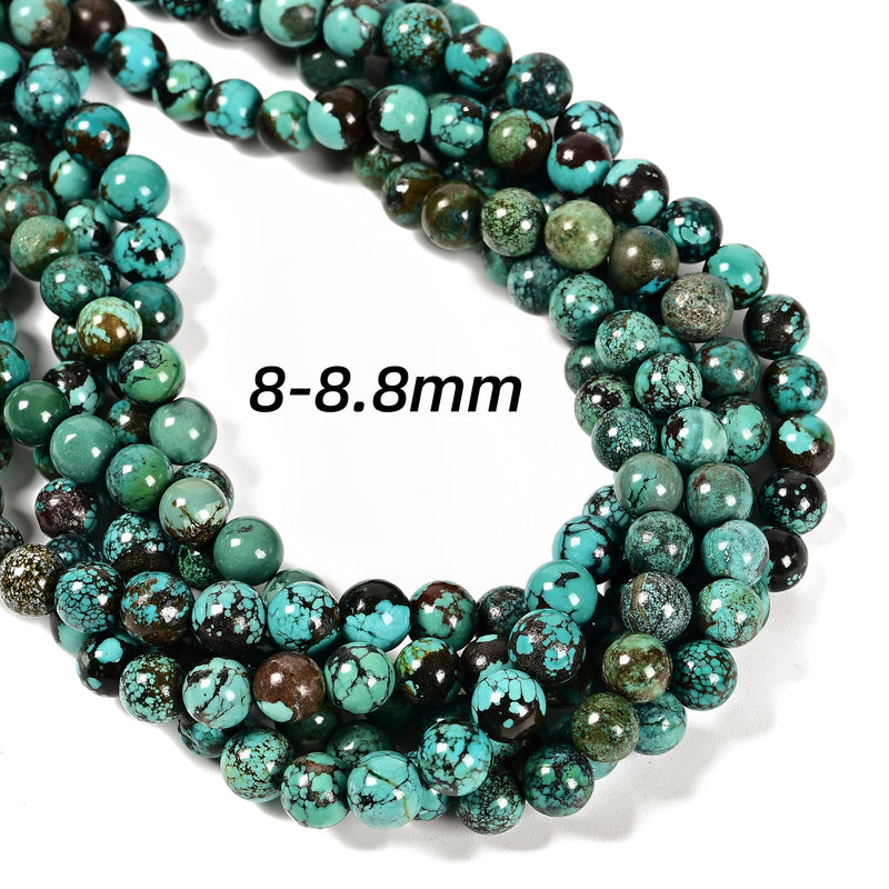 Genuine Blue Green Turquoise Smooth Round Beads Size 4-5mm to 9-9.5mm 15.5'' Std