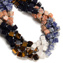 02 Gradient Multi-color Gemstone Smooth Cube Shape Beads Size 8-9mm 15.5" Strand
