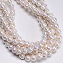 Grade A Natural Graduated White Fresh Water Pearl Off Round Beads 9-11mm 15.5''L