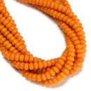 Dark Yellow Color Dyed Jade Smooth Rondelle Beads Size 5x8mm 15.5" Strand