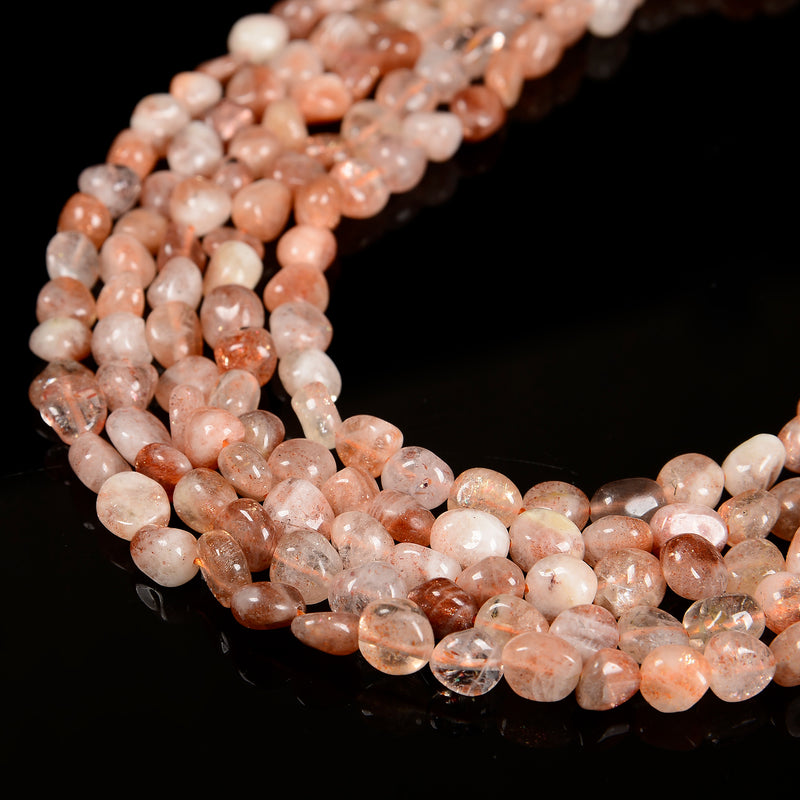 Natural Sunstone Pebble Nugget Beads Size Approx 6x8mm 15.5'' Strand