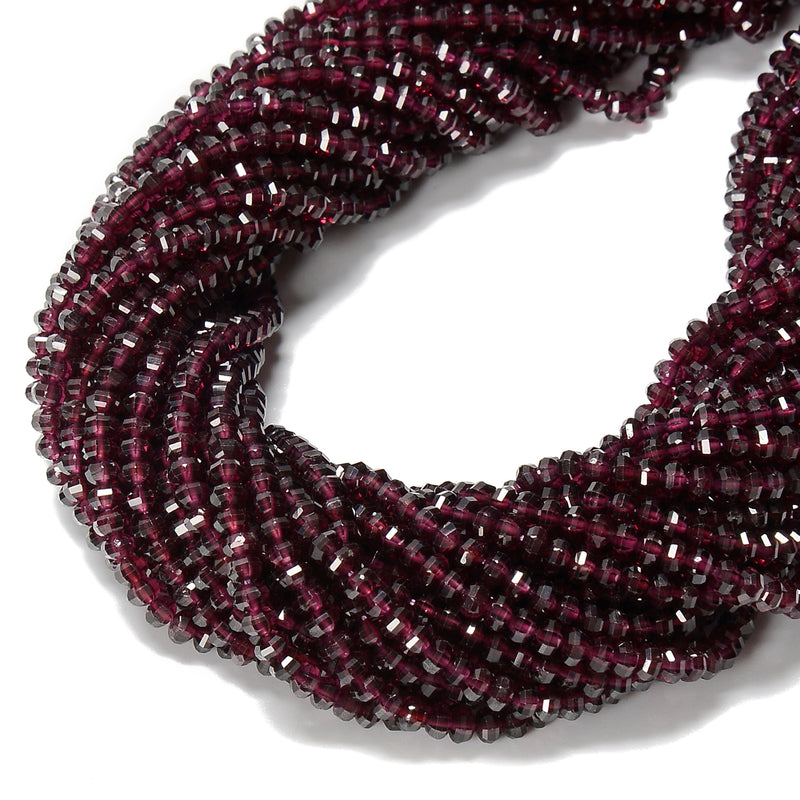 Natural Purple Garnet Faceted Pumpkin Beads Size 3x4mm 15.5'' Strand