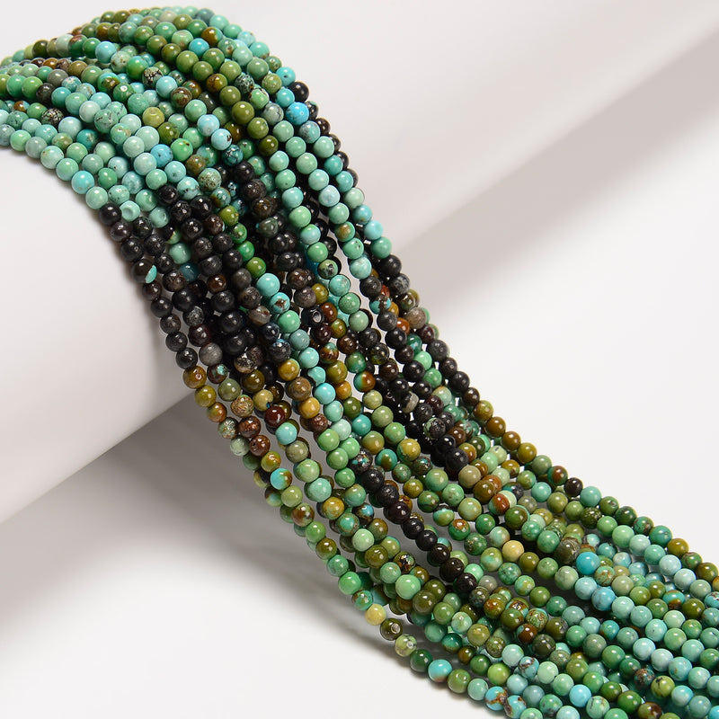 Gradient Natural Genuine Turquoise Smooth Round Beads Size 2.5mm 15.5" Strand