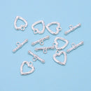 925 Sterling Silver Heart & T Clasp Size 10x14mm 2 Sets Per Bag