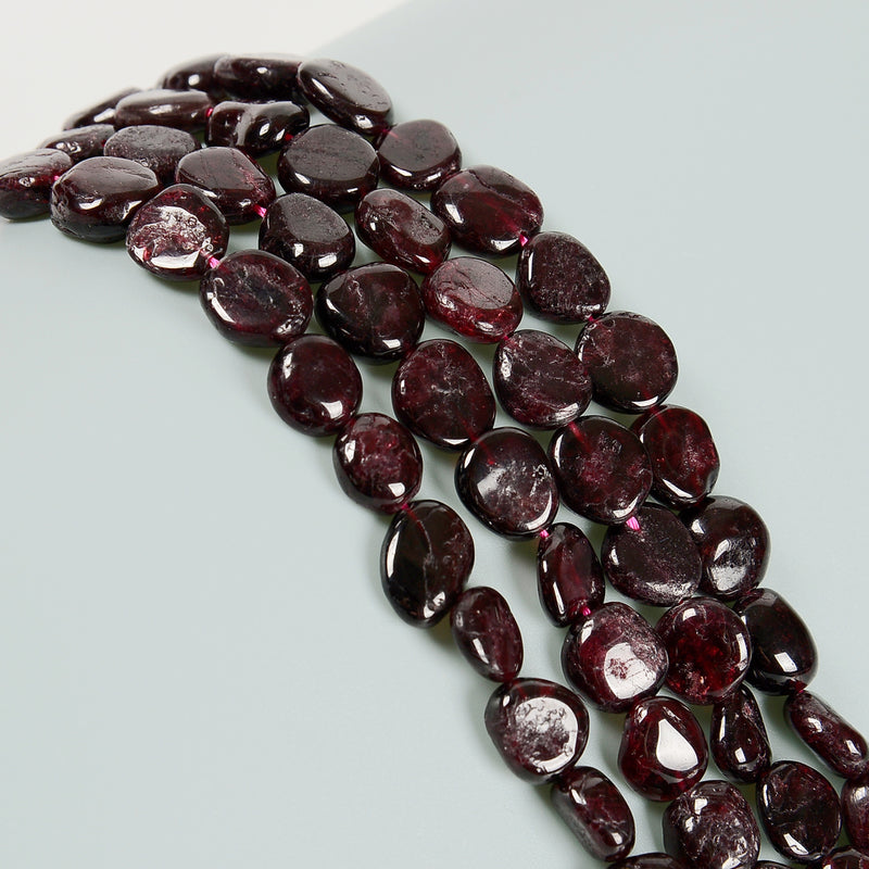 Natural Red Garnet Irregular Coin Beads Size 11-13mm 15.5'' Strand