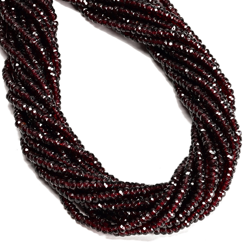 Natural Red Garnet Faceted Rondelle Beads Size 3x5mm 15.5'' Strand