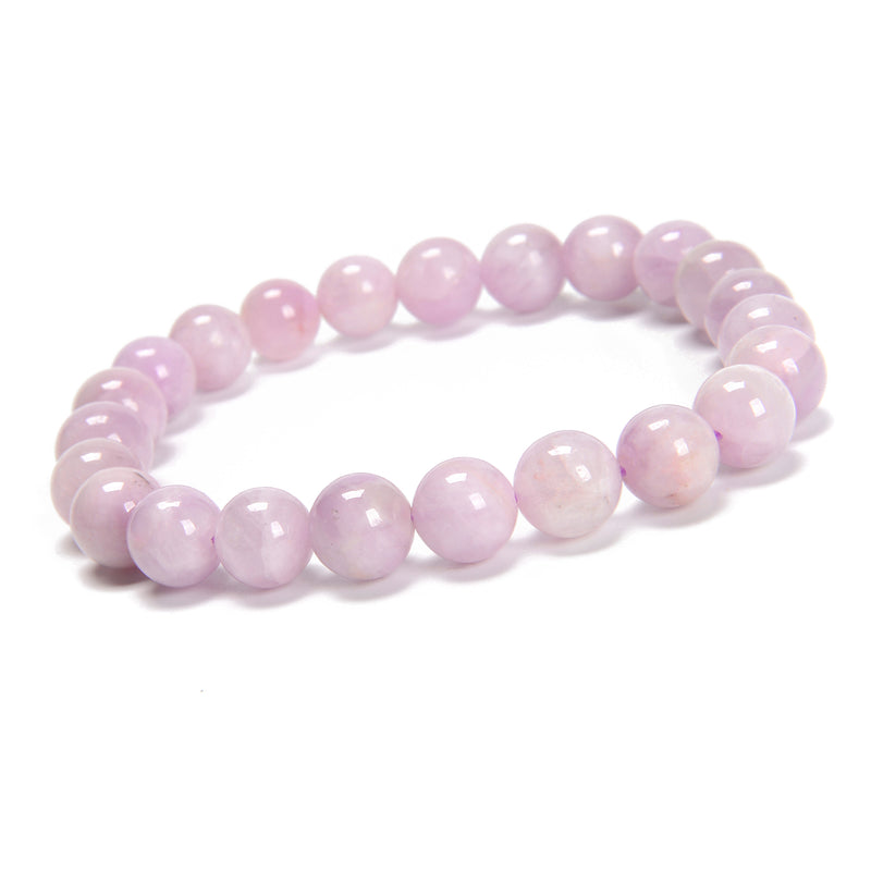 Natural Purple Kunzite Smooth Round Beaded Bracelet 8mm 7.5'' Length 3 PCS/Set