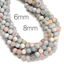 01 Natural Morganite Smooth Round Beads Size 6mm 8mm 9mm 15.5" Strand