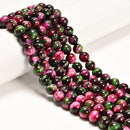 Galaxy Green Hot Pink Tiger Eye Smooth Round Beads Size 6mm 8mm 10mm 15.5" Strd