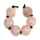Natural Pink Rutilated Quartz Faceted Round Beads Size 30mm 7.5" Strand