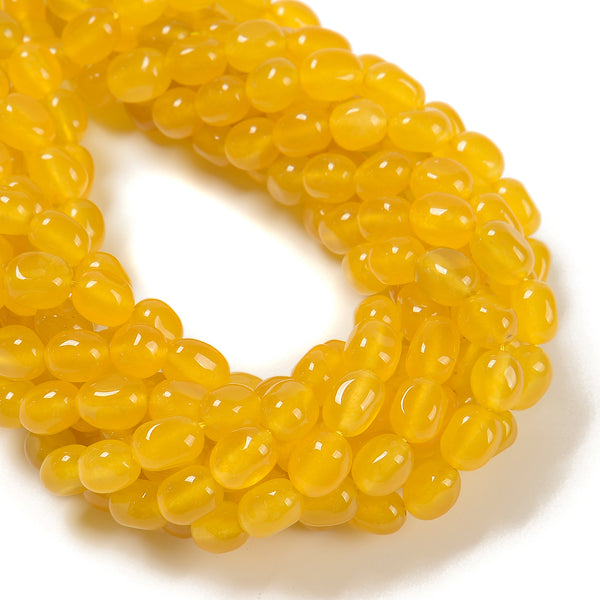 Yellow Dyed Jade Pebble Nugget Beads Size 8x10mm 15.5'' Strand