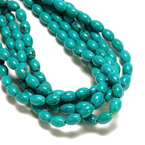 Blue Green Turquoise Rice Shape Beads Size 7-8mm x 10mm 15.5'' Strand