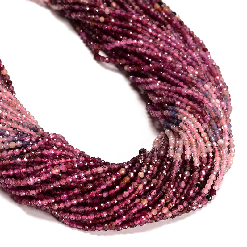 Natural Gradient Multi-color Spinel Faceted Round Beads Size 2mm 15.5'' Strand