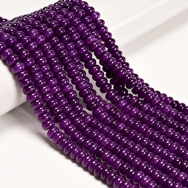 Sugilite Color Dyed Jade Smooth Rondelle Beads Size 5x8mm 15.5" Strand