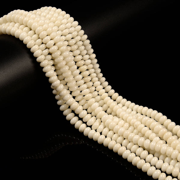 Ivory Color Bamboo Coral Smooth Rondelle Beads Size 3x5mm 4x6mm 15.5" Strand