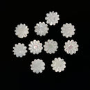Iridescent White Mother of Pearl MOP Shell Carved Daisy Flower Beads Size 11mm