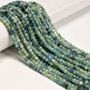 Natural Green Kyanite Faceted Cube Beads Size 4mm 15.5'' Strand