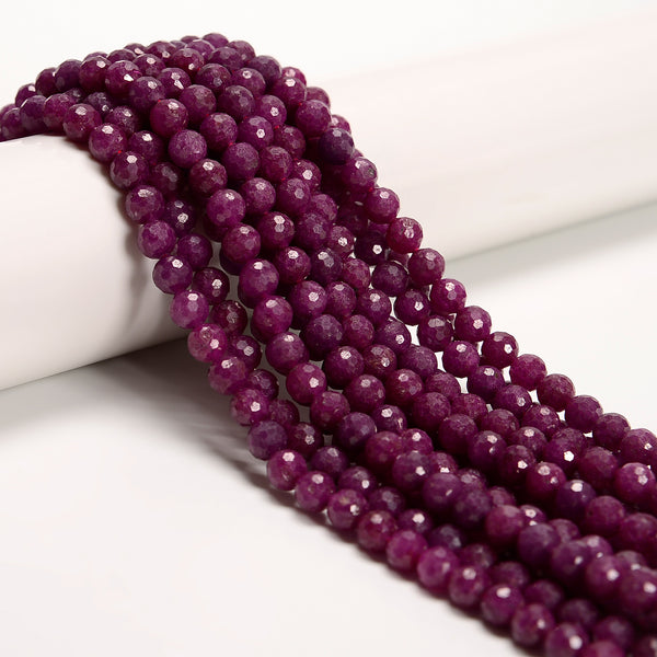 Natural Grade AA Ruby Micro Faceted Round Beads Size 6mm 15.5'' Strand