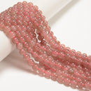 Natural Light Color Strawberry Quartz Smooth Round Beads Size 8mm 15.5" Strand
