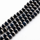 Black & White Stripe Tibetan Agate Smooth Round Beads Size 6mm 8mm 10mm 15.5"Std
