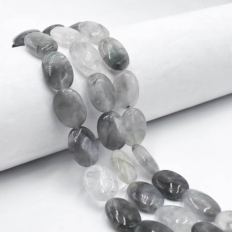 Natural Cloudy Quartz Smooth Puffy Oval Size 13x18mm 15.5" Strand