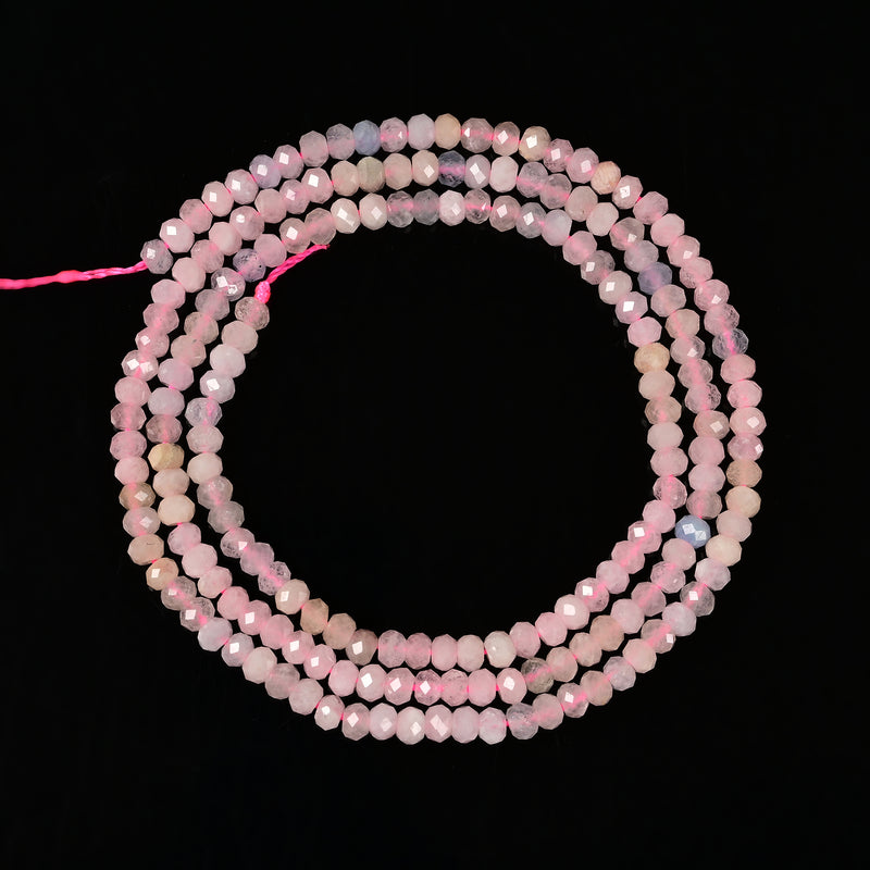 Gradient Natural Morganite Faceted Rondelle Beads Size 2x3mm 15.5'' Strand
