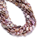 Natural Peach Purple Fresh Water Pearl Coin Shape Beads 11-12mm 15.5" Strand