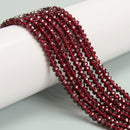 Natural Red Garnet Faceted Rondelle Beads Size 2.5x4mm 15.5'' Strand