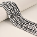 Silver Plated Hematite Hard Cut Faceted Round Beads 2mm 3mm 4mm 15.5" Strand