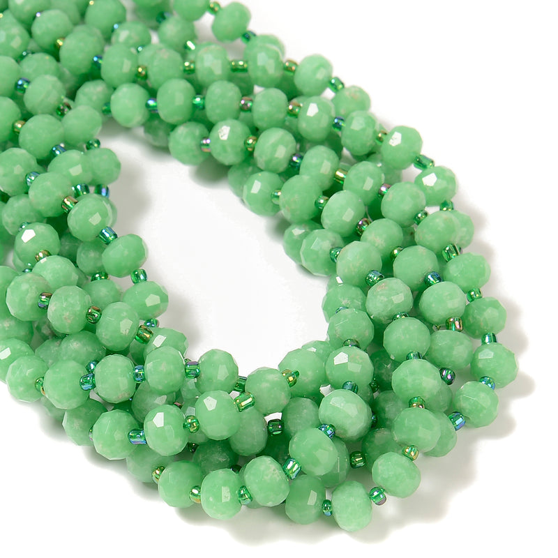 Natural Dark Green Moonstone Faceted Rondelle Beads Size 6x8mm 15.5'' Strand