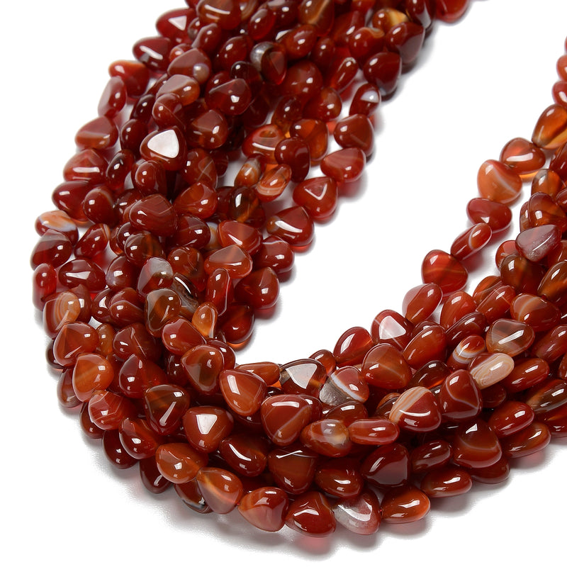 Natural Dark Red Carnelian Smooth Heart Shape Beads Size 10mm 15.5'' Strand