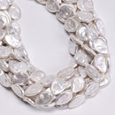 White Shell Pearl Flat Teardrop Shape Beads Size 13x18mm 15.5" Strand