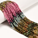 Natural Gradient Multicolor Tourmaline Faceted Round Beads Size 3mm 15.5" Strand