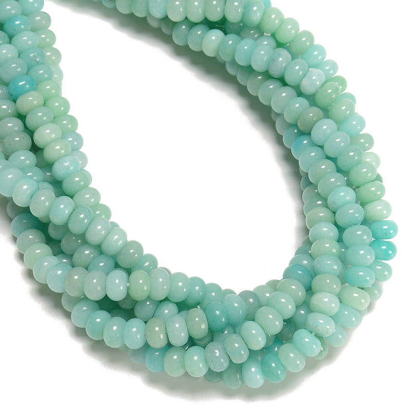 Natural Green Amazonite Smooth Rondelle Beads Size 5x8mm 15.5" Strand