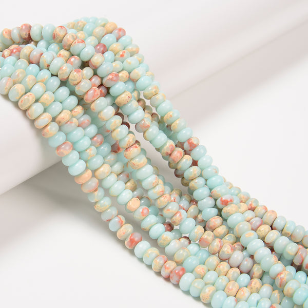 Light Blue Aqua Terra Jasper Smooth Rondelle Beads Size 4x6mm 15.5'' Strand