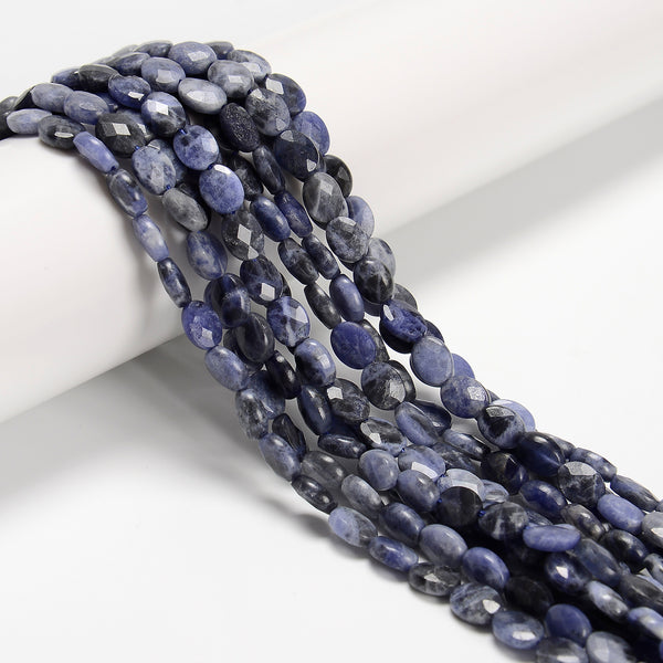 Natural Sodalite Faceted Oval Beads Size 6x8mm 15.5'' Strand