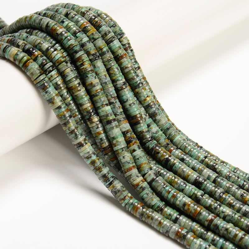 Natural African Turquoise Heishi Disc Beads Size 1.5x4mm 1.5x6mm 15" Strand
