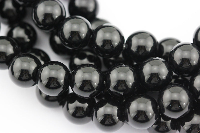 Black Onyx Smooth Round Beads 4mm 6mm 8mm 10mm 12mm 14-20mm 15.5" Strand
