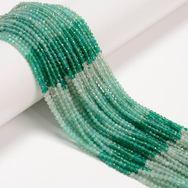 Gradient Green Agate Faceted Round Beads Size 2mm 15.5" Strand