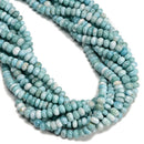 Natural Larimar Smooth Rondelle Beads 4x6mm 4-5x6-7mm 4-5x7mm 4-5x8mm 15.5" Strd