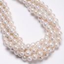 Fresh Water Pearl White Potato Button Beads Size 9-11mm 15" Strand