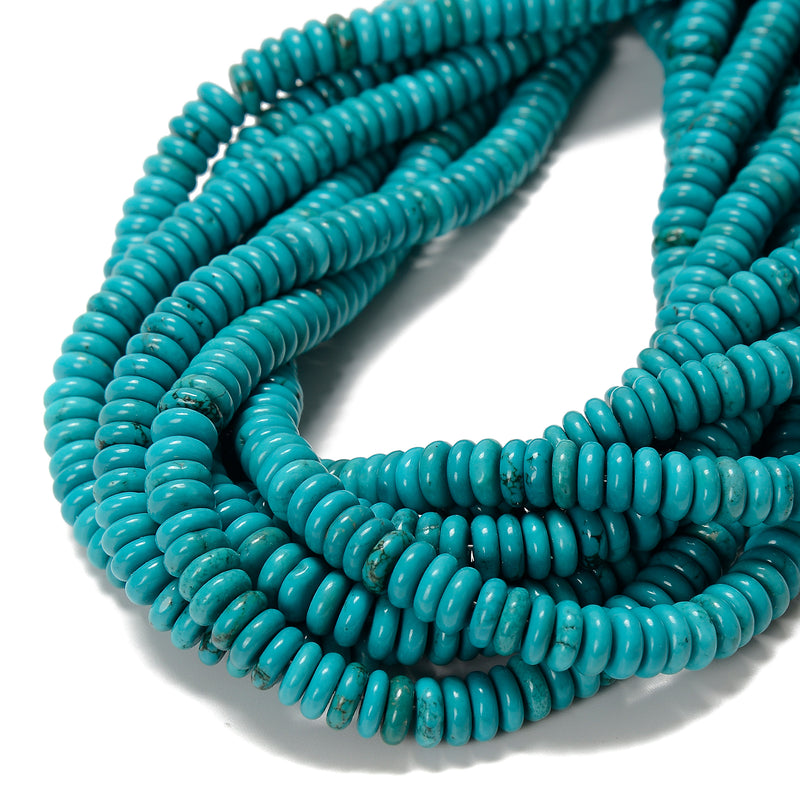 Blue Green Turquoise Smooth Rondelle Beads Size 3x6mm 3x8mm 15.5''Strand