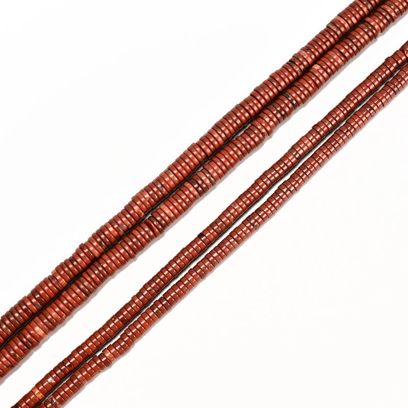 Natural Red Jasper Heishi Disc Beads Size 1.5x4mm 1.5x6mm 15" Strand
