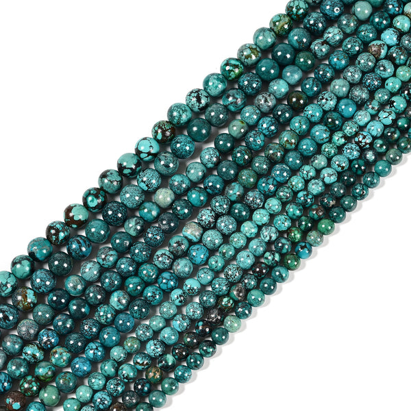 Genuine Turquoise With Matrix Smooth Round Beads 6-7mm to 10-10.5mm 15.5''Strand