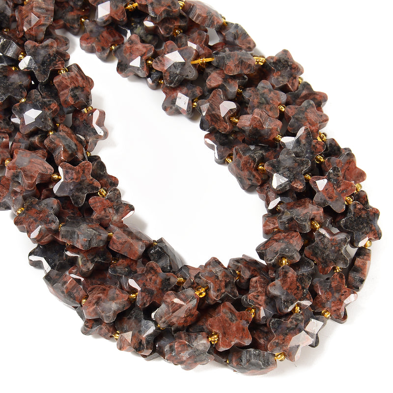 Multi-color Labradorite Faceted Five-Pointed Star Shape Beads 14mm 15.5'' Strand