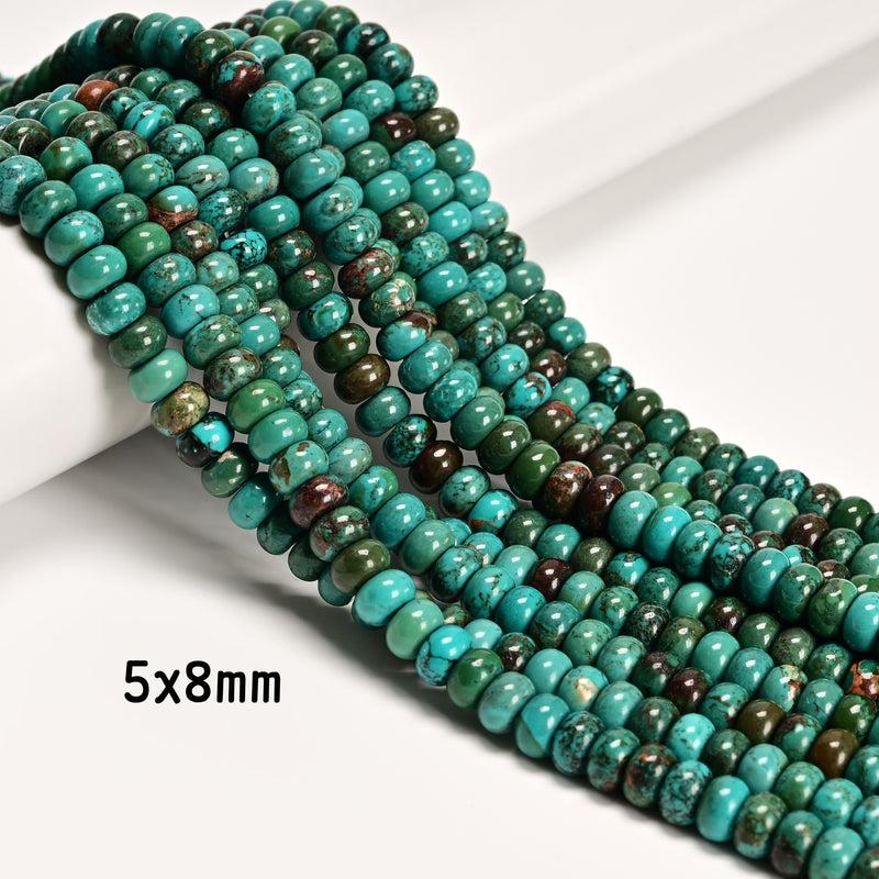 Blue Green Turquoise Smooth Rondelle Beads Size 2.5x4mm 3x6mm 5x8mm 15.5''Strand