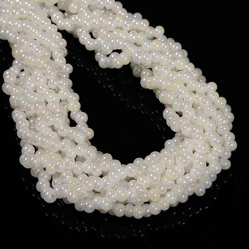 White AB Crystal Glass Off Center Drilled Rondelle Beads Size 4x6mm 15.5''Strand