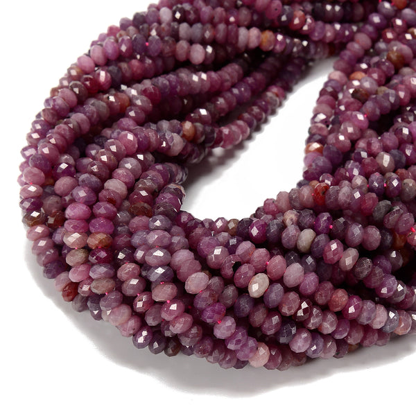 Natural Ruby Faceted Rondelle Beads Size 3x5mm 3x6mm 4x6mm 4x7mm 15.5'' Strand